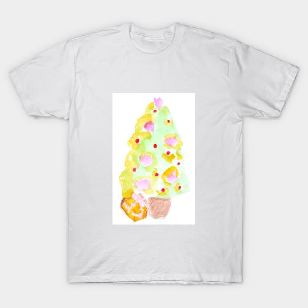 christmas tree, christmas, new year, holiday, festive, fun, gift, watercolor, design, art, painting, color T-Shirt by grafinya